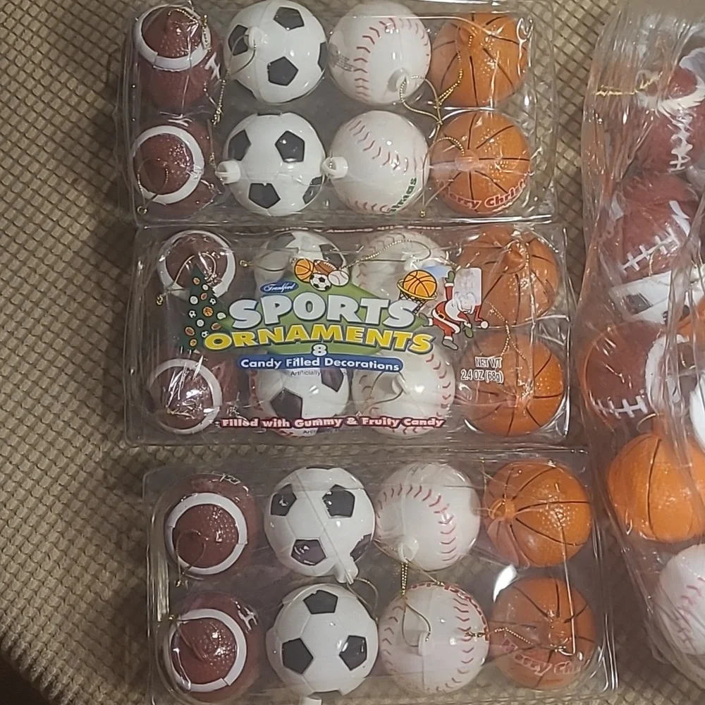 Decorative hanging sports ornaments soccer football basketball baseball 3 sets